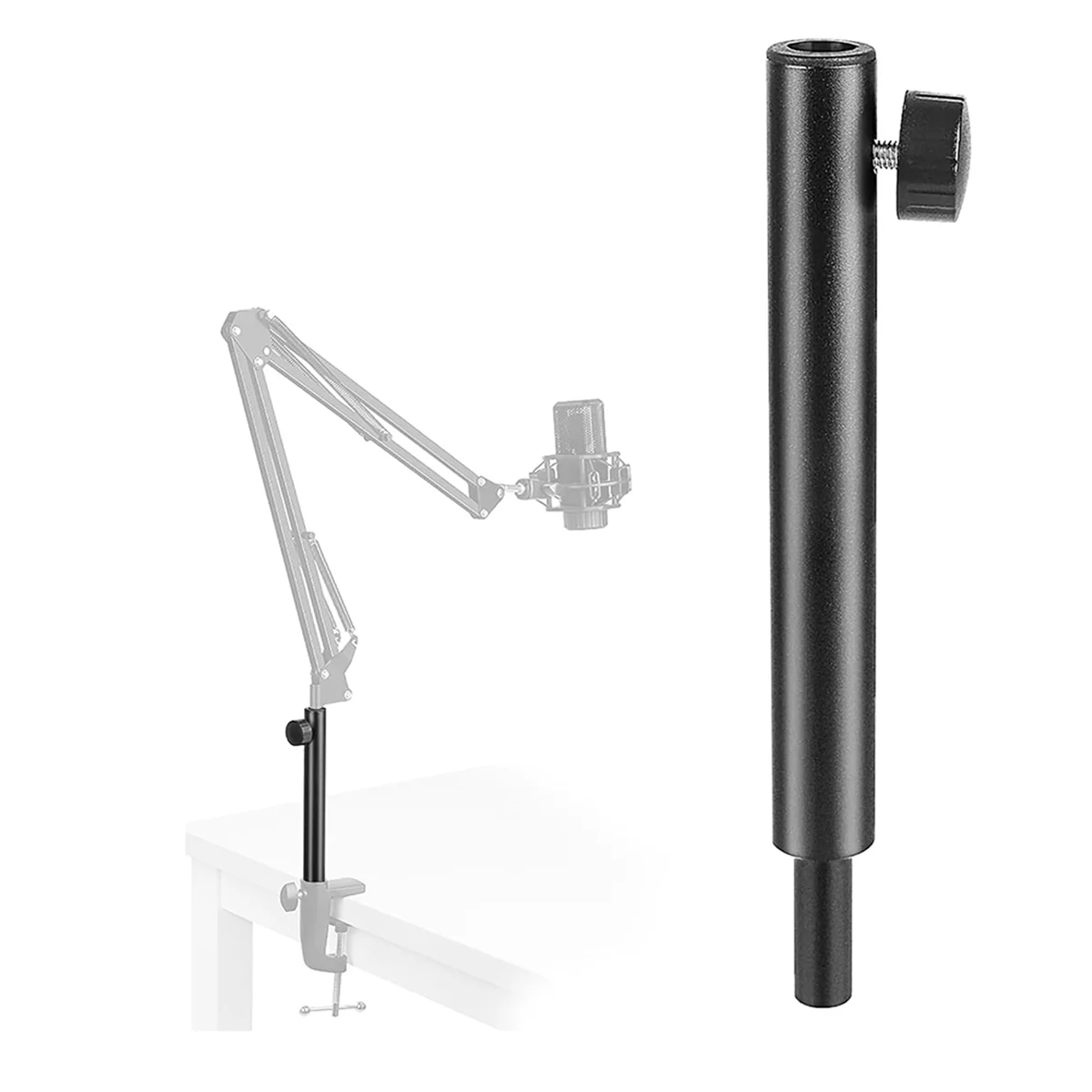 Microphone Boom Arm Extension Tube Mic Stand Riser for Suspension Scissor Holder