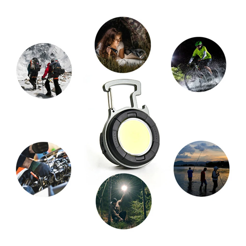 

Mini LED Flashlight Keychain USB Portable Fishing Emergency Corkscrew Light 6W COB Working Inspection Light Camp Emergency Lamp