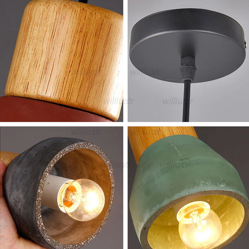 Креативный подвесной светильник из цементного дерева цвет макарон отель бар