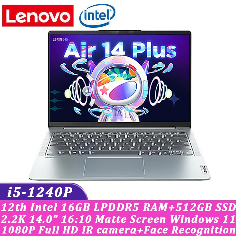

2022 New Lenovo Xiaoxin Air 14 Plus Laptop 12th Intel Core i5-1240P Windows 11 2.2K 14.0-inch 16GB RAM 512G SSD Slim Notebook