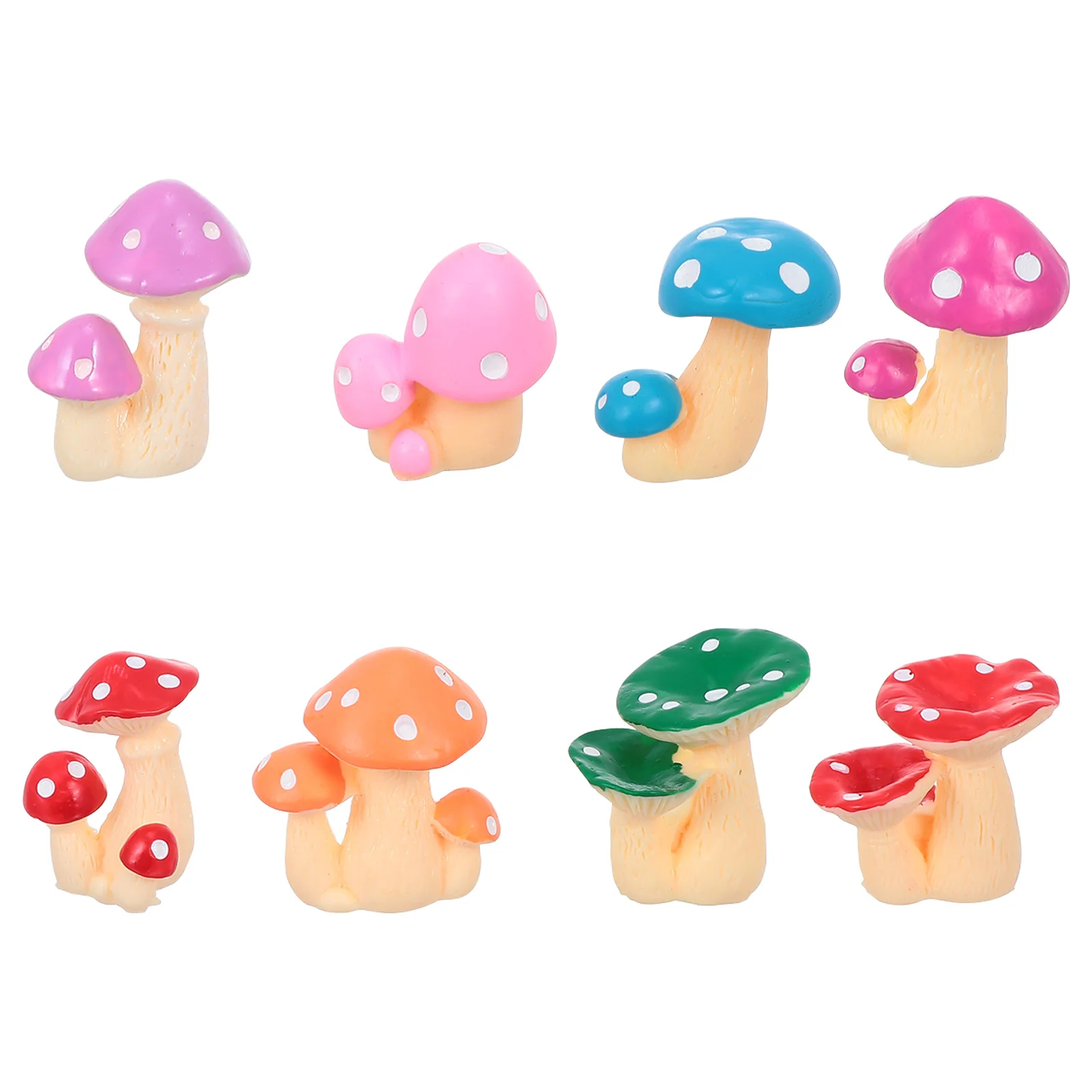 

8pcs Lifelike Resin Mushroom Decor Mini Mushroom Figurines Landscape Ornament