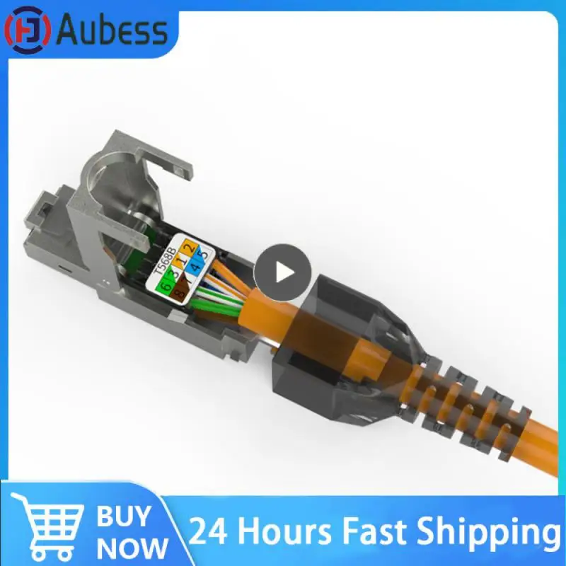 

Orange Network Cable Butt Joint Reusable Pure Copper Gold-plated Chip Shielded Crystal Head Zinc Alloy Material Blue Black