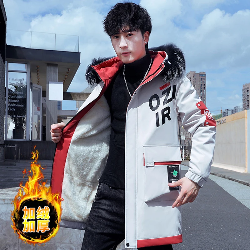 

2021 Men Winter New Winter Cotton Coat Men's Long Section Trend Youth Handsome Camouflage Clothes Casual