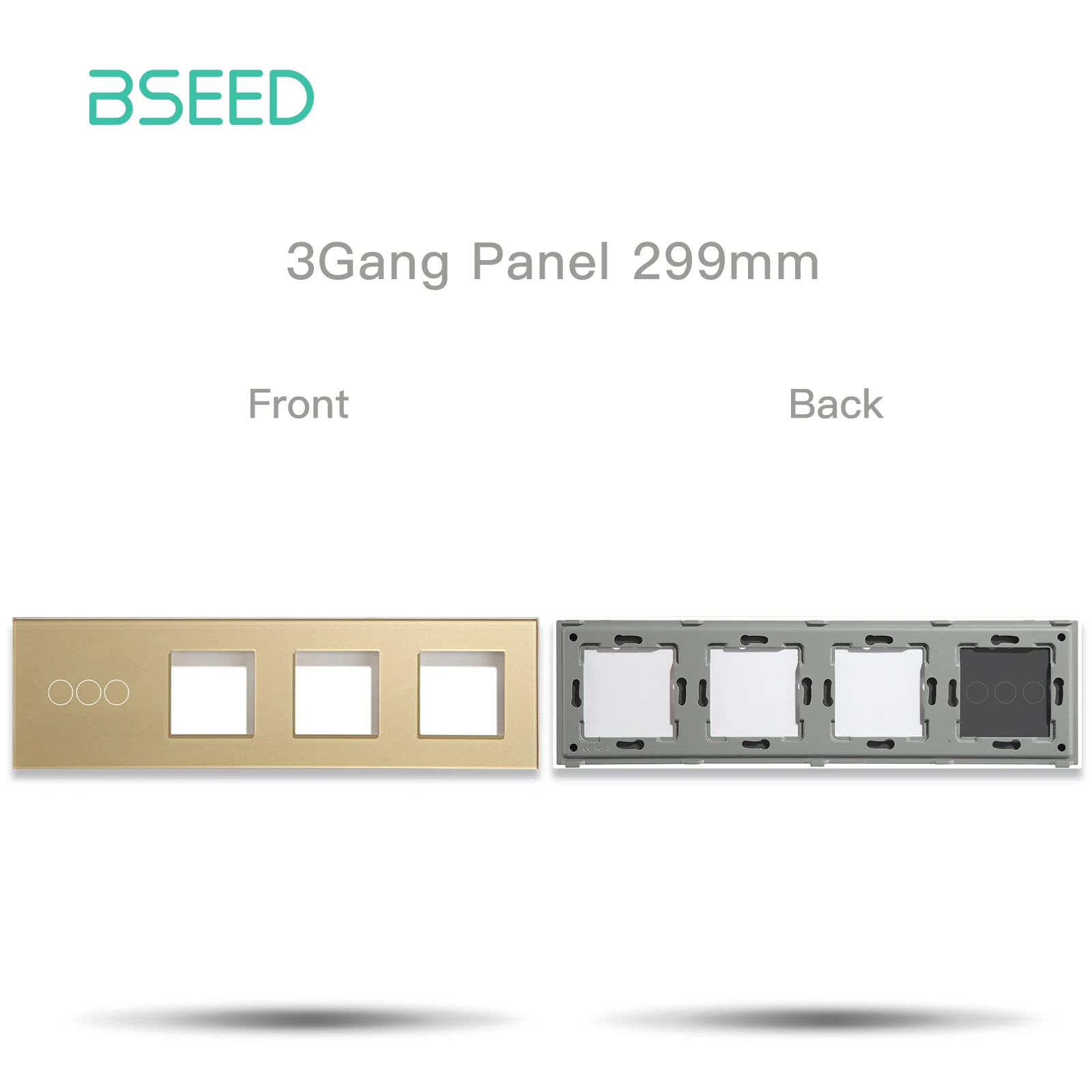 

BSEED Панель переключателей из стекла 299 мм 1/2/3 Gang