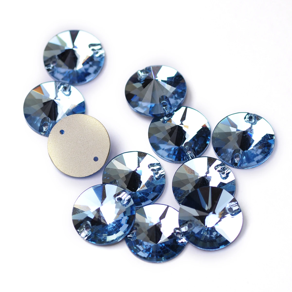 

Aquamarine Shiny Rivoli Glass Strass Flatback Crystal Sew On Rhinestones Crafts Glitter 3D Sewing Accessories Design Decorations