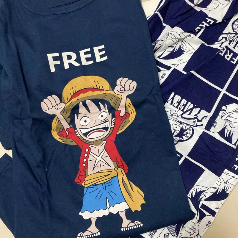 4XL 5XL Big Size Pajamas For Mens Anime Luffyed Print Loungewear Summer Short Sleeve Home Clothes Pijama Hombre Free Shipping
