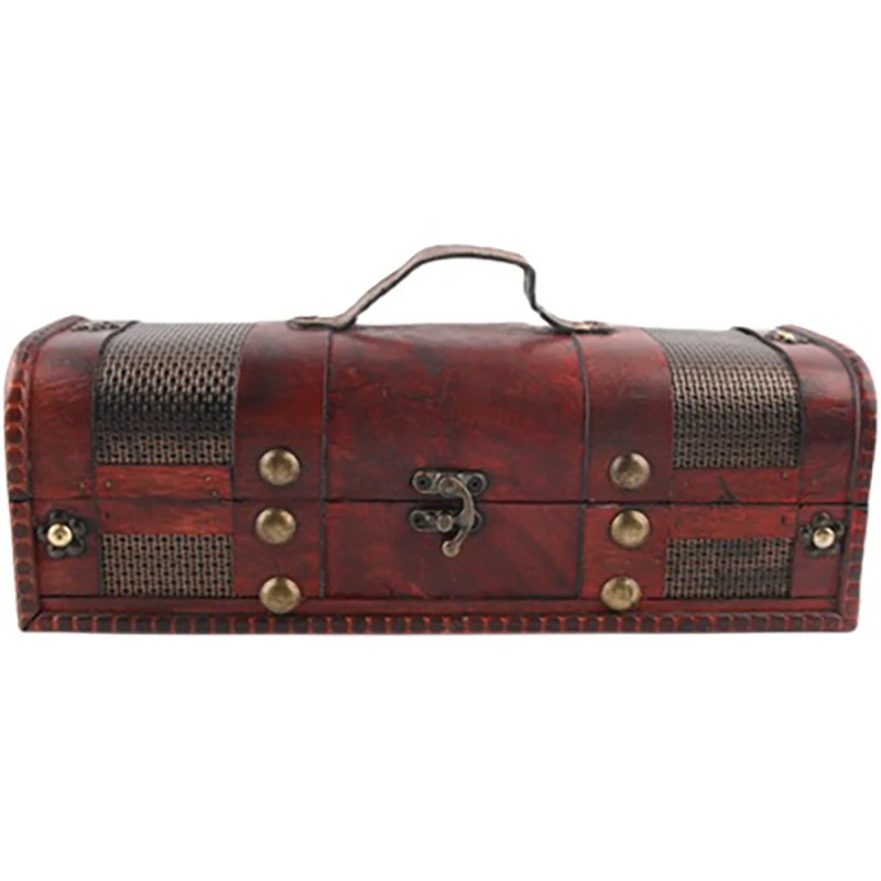 

Wooden Red Wine Gift Box With Straps Vintage Wooden Packaging Wine Storage Box For Birthday Party Wedding Decoration