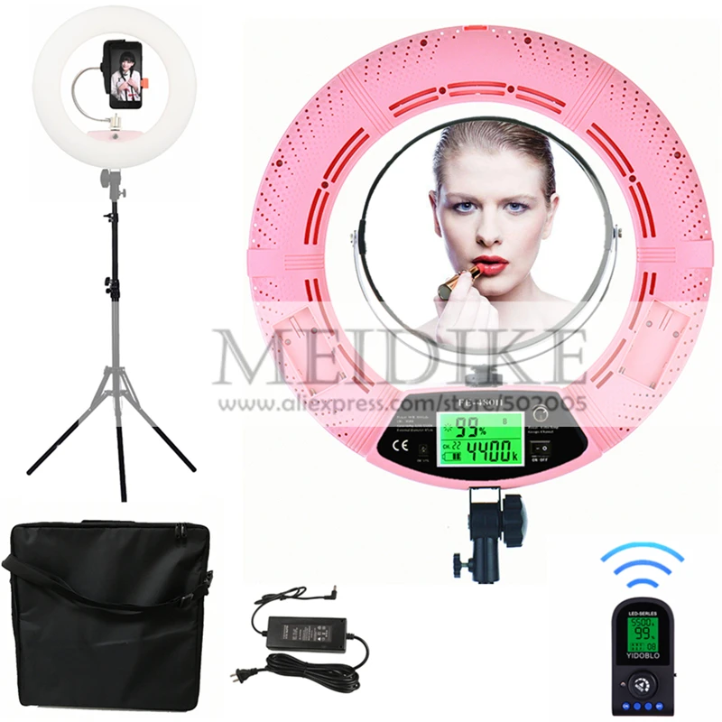 

96W Yidoblo FE-480II Bio-color Adjustable Ring Light Makeup Beauty LED Ring Lamp Photographic Broadcast Light + Stand+ Bag