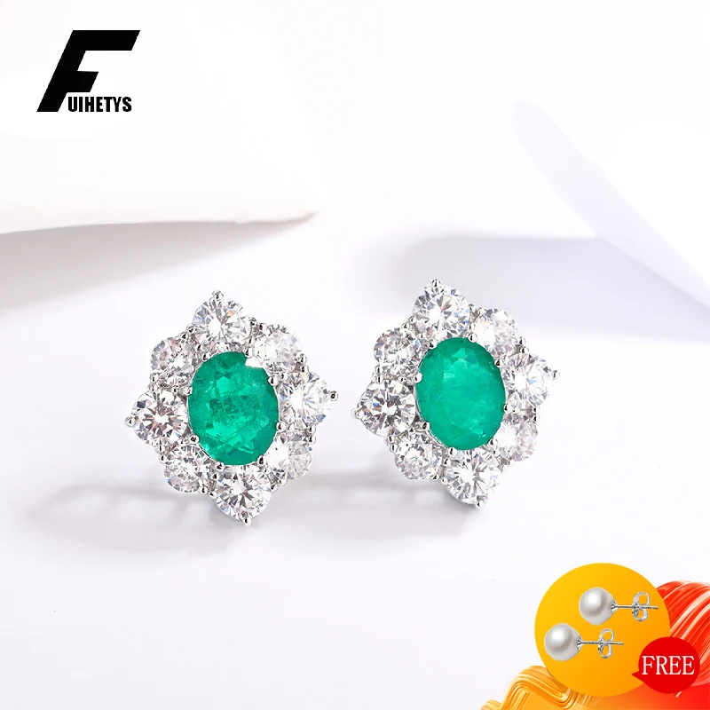 

FUIHETYS Luxury Women Earrings 925 Silver Jewelry Accessories with Zircon Gemstone Stud Earring for Wedding Party Promise Gifts