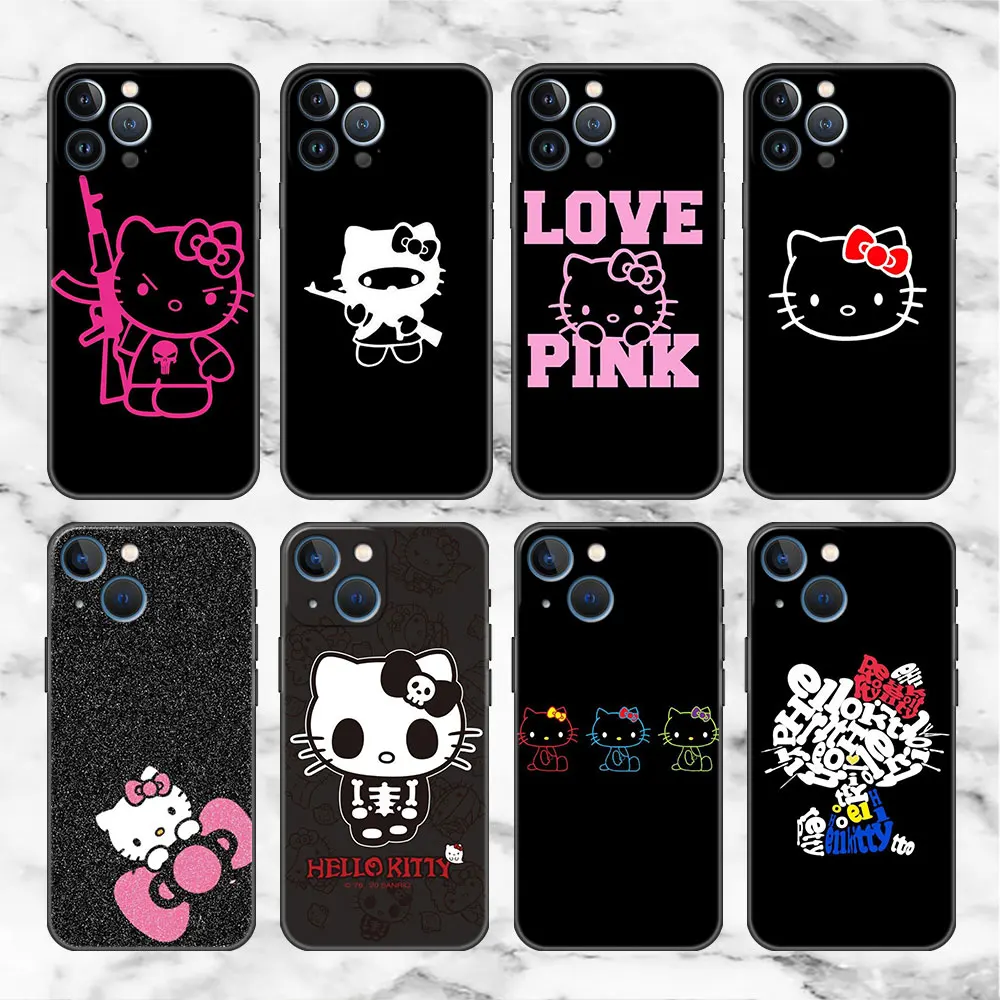 Phone Case For iPhone 14 13 12 11 pro max 8 7 6 6S Plus XS Max XR X Bumper Back Fundas Cover Shell Cute Cool Hello Kitty Cat