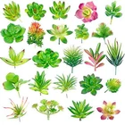 12-24PCS Artificial Succulents Flocked Plant Mini Fake Succulent Unpotted Faux Garden Decor Simulation Bonsai Desktop Decoration