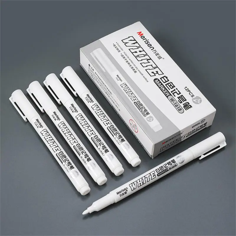 White Permanent Paint Pen Fine Head Marker 1mm Quick-Drying Oil Waterproof Graffiti Pens Tire Fabric Wood Painting