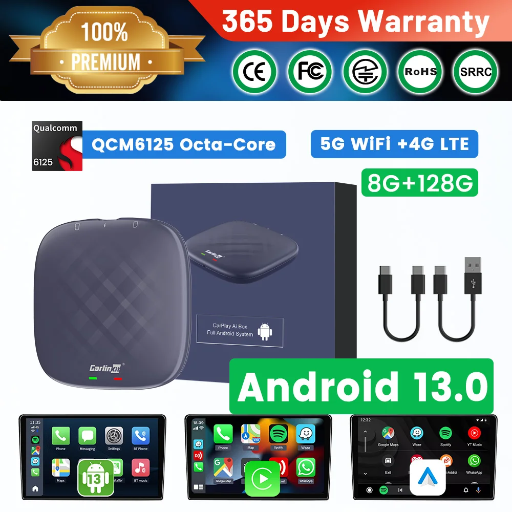 

CarlinKit TV Box Android 13 Plus 8 + 128G Ultra Wireless CarPlay Android Ai Box QCM6125 8-ядерный потоковый блок для автомобилей OEM