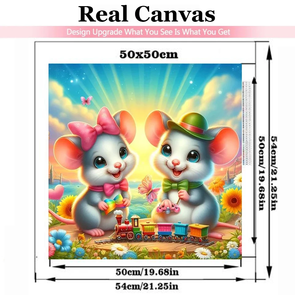 Мультяшная счастливая маленькая мышь поезд сделай сам алмазная живопись новинка