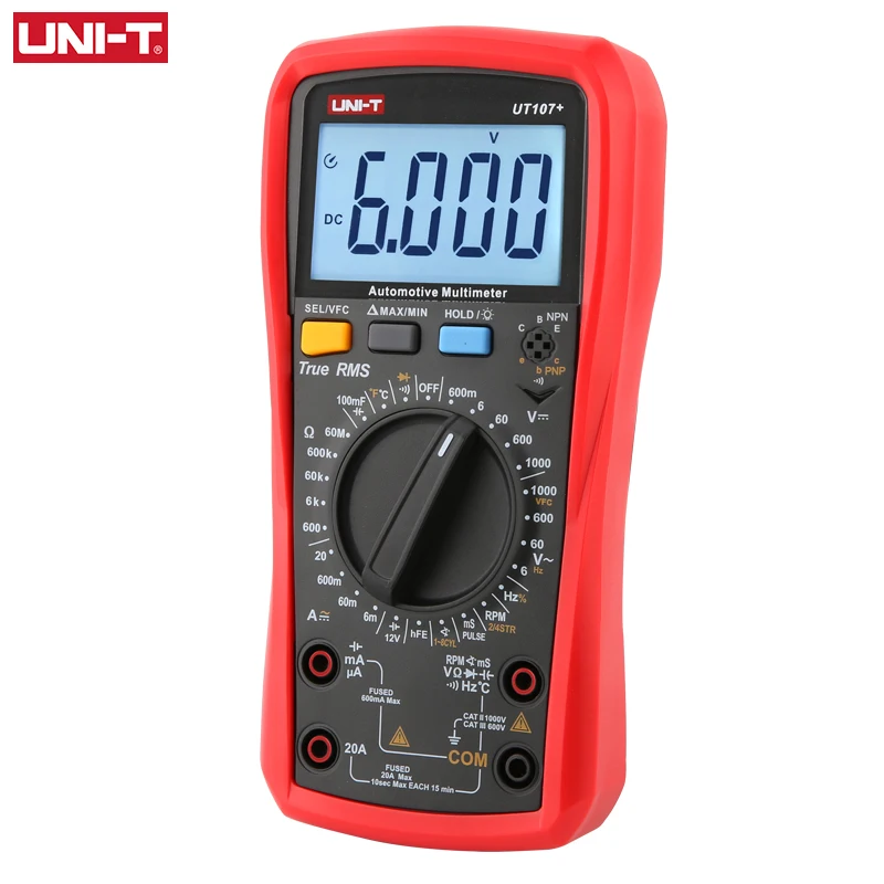 UNI-T Digital Automotive Multimeter Car UT105+ UT107+ AC DC Current Tester Voltmeter Capacimeter Frequency Meter Temperature