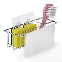 2022sink drain rack kitchen rag sponge storage basket stainless steel sink cloth steel wool hanging shelf