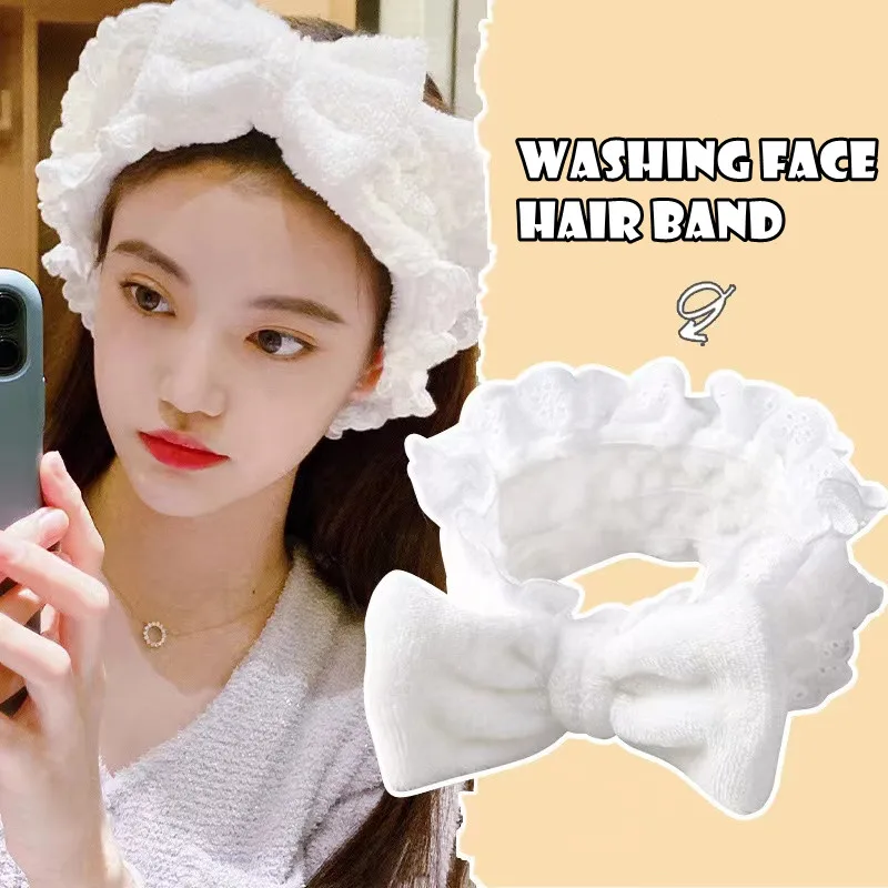 

Women Hair Holder Wash Face Hairbands Soft Warm Coral Fleece Bow Animal Ears Headband Girls Turban Fashion Hair Accessories