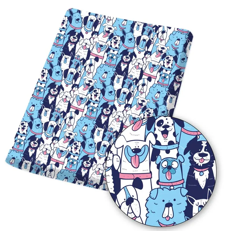 

Polyester Cotton Fabric Sheet Cloth Fabrics Cute Dogs Printed for DIY Patchwork Quilt Sewing Needlework Materials 45*145cm/PC