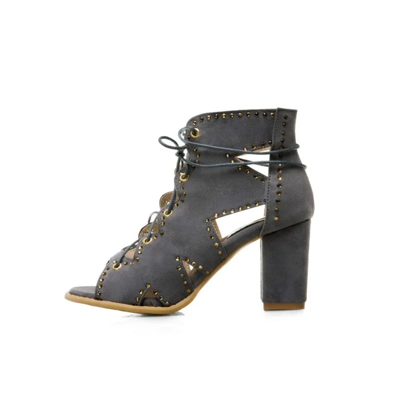 

Сандалии женские на высоком каблуке, босоножки в римском стиле, на шнуровке, большой размер, летняя обувь