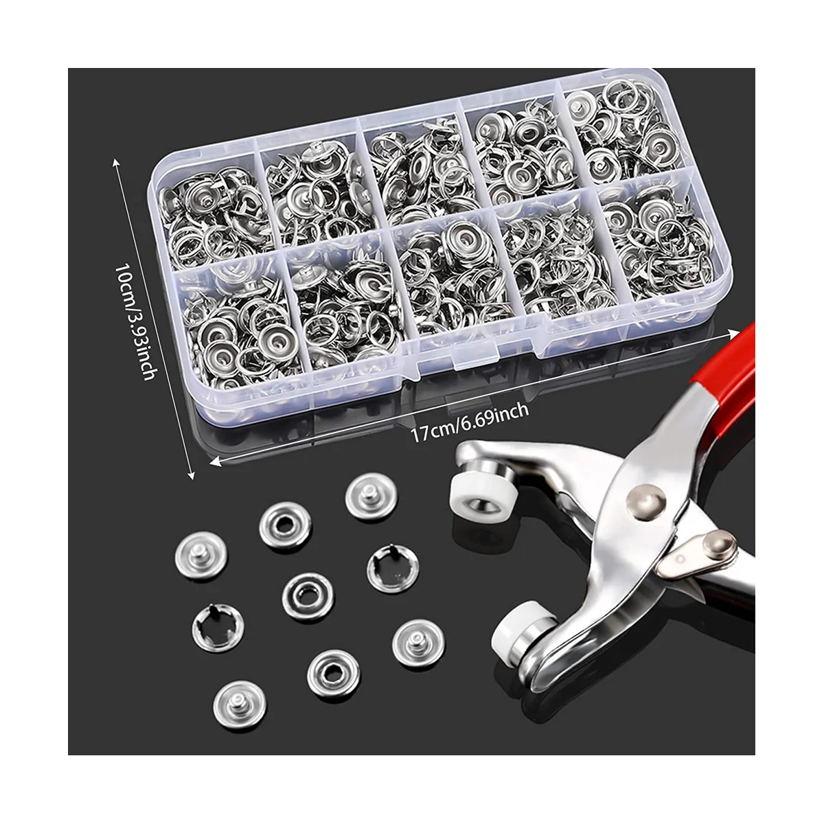 

Set of 100 Press Studs, Metal Press Studs Set with Pliers, Seamless Press Studs,Children's Pocket Cap,Starter Set 9.5 mm