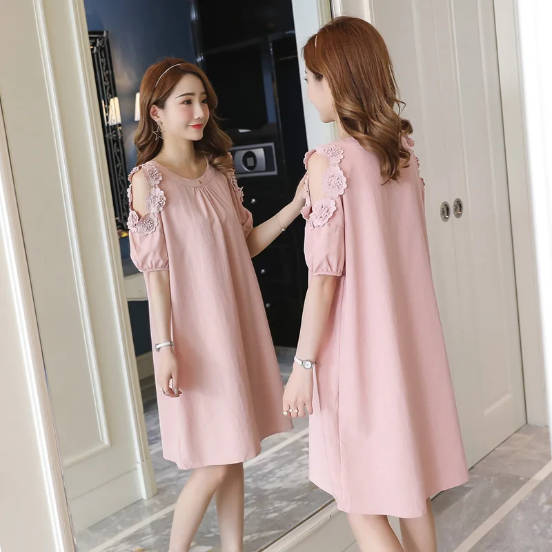 

Maternity Dress Leakage of Shoulder Dresses for Pregnant Women Maternity Gowns Summer Pregnant Dress Pregnancy Korean Style