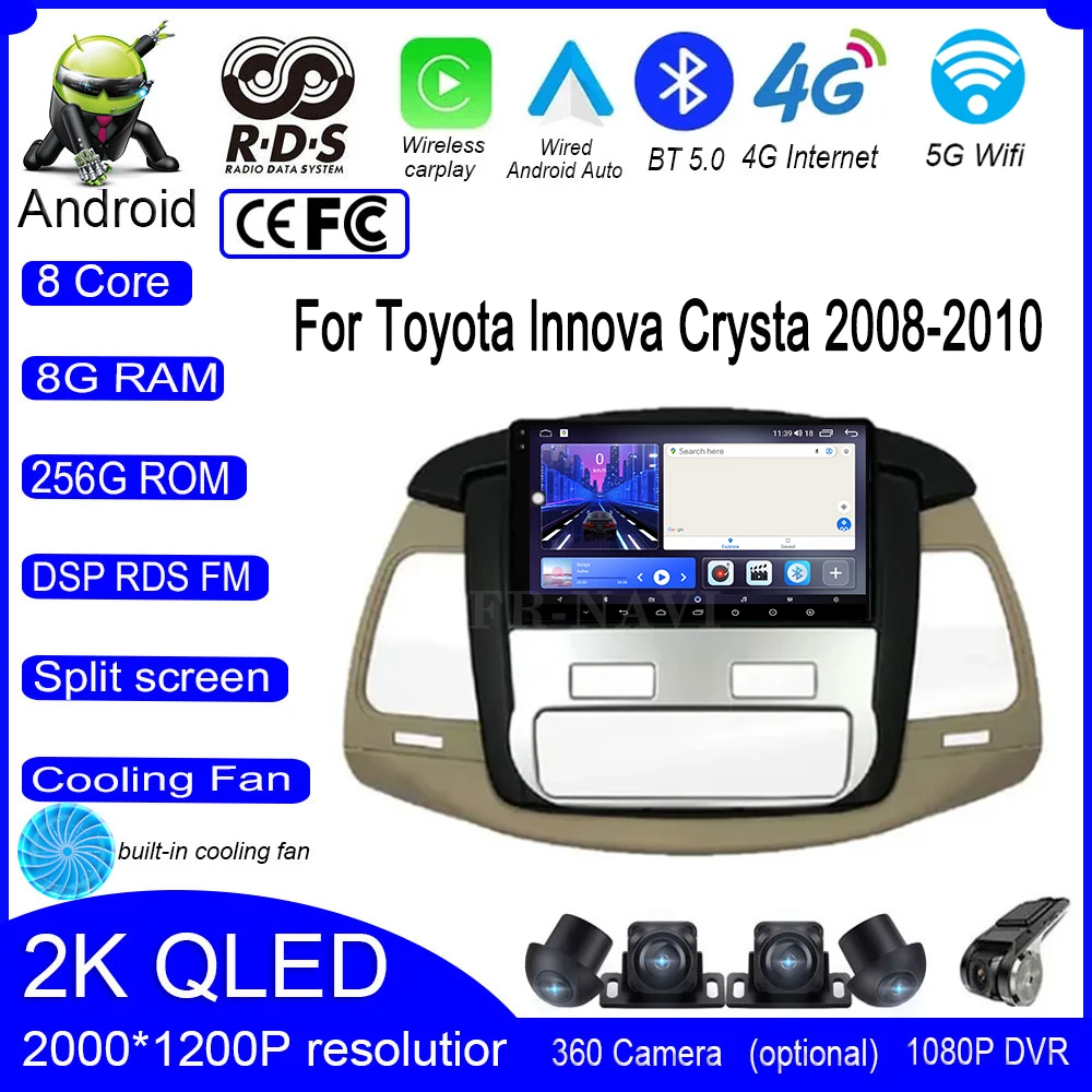 Для Toyota lnnova Crysta 2008-2010 Android 14 автомобильный DSP радио Carplay видео авторадио плеер