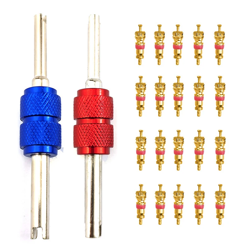 

22Pcs R134a Car Air Conditioning Automotive Valve Core A/C System Service Remover Kit Small/Big Air Conditioning Valve Core