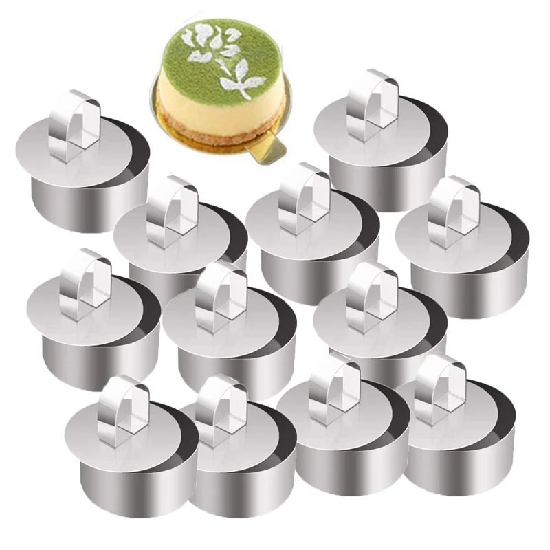 

12Pcs/set 8cm Round Shape Cake Mold Stainless Steel Mousse Cake Ring Baking Tool Set Cake Mould Pastry Dessert Baking Mould