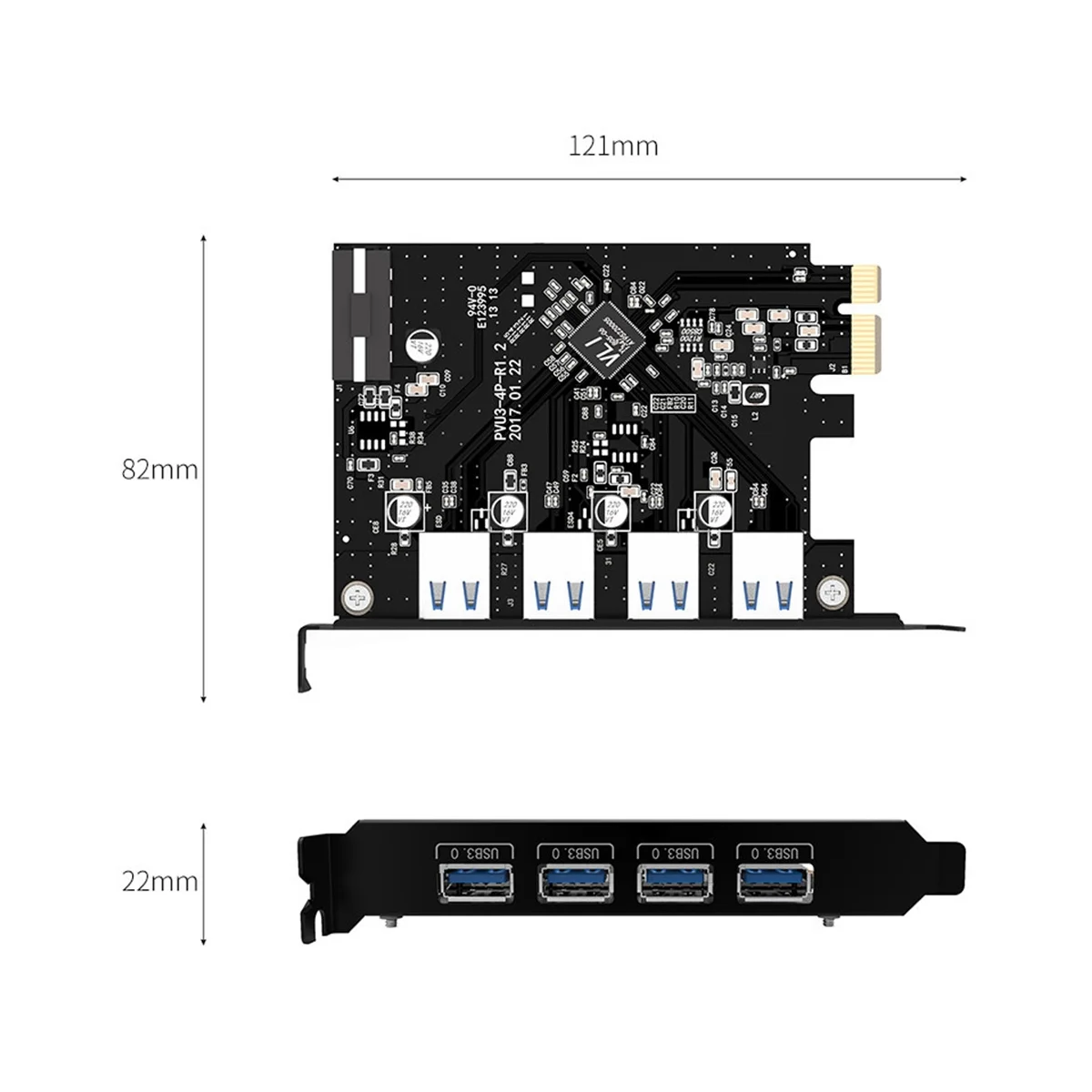 

ORICO PCI-E to USB3.0 Adapter Card 4 Port USB3.0 High-Speed Expansion Card Desktop Computer Splitter