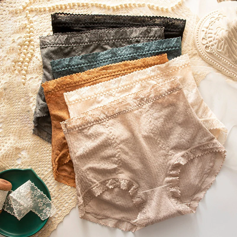 

Sexy Large Luxury Flat Slimming Belly Underwear Lingerie Women Cotton Lace Transparent Shapewear Panties Briefs with High Waist