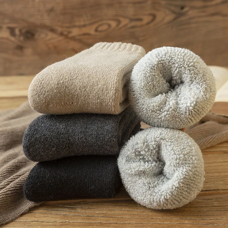 Men's Wool Socks Winter Thick Warm Harajuku Retro Cashmere Socks Cold Snow Cashmere Socks Men 5 Pair