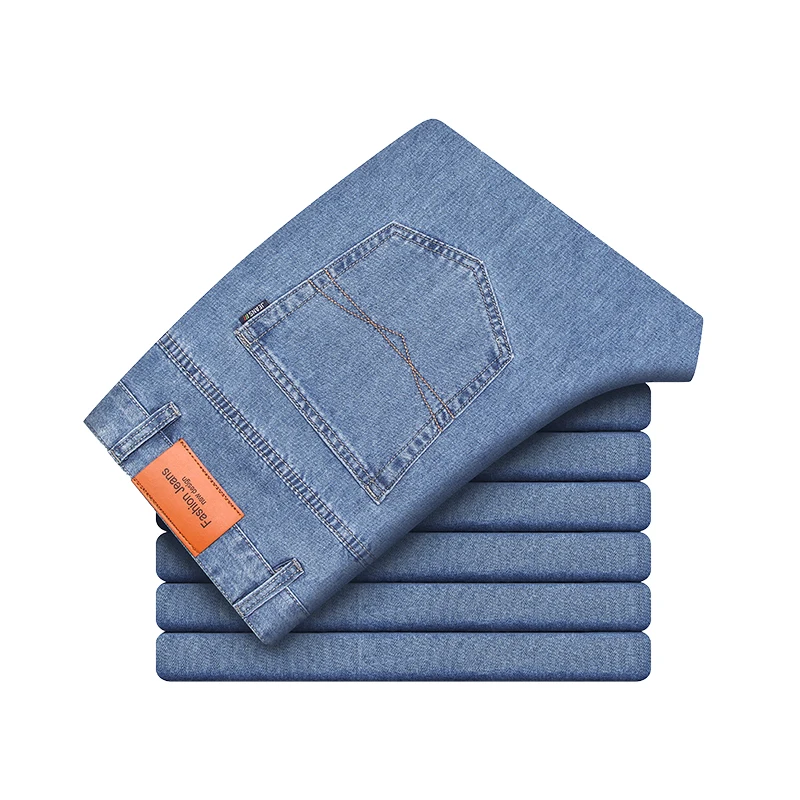 Тонкие джинсы мужская летняя прямая свободная одежда для папы повседневные