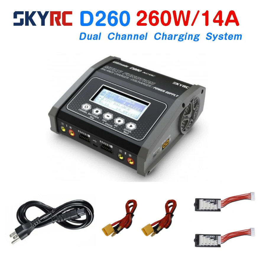 

Двухканальное зарядное устройство SKYRC D260 260 Вт 14A AC/DC зарядное устройство Dis зарядное устройство для радиоуправляемого гоночного дрона