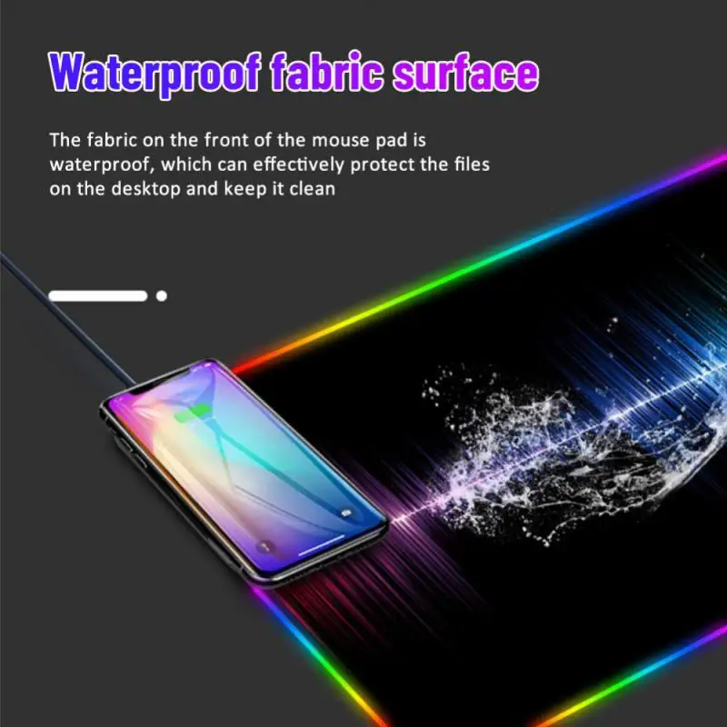 

Светодиодный вой коврик для мыши со светодиодной подсветкой RGB, коврик для мыши XXL, нескользящий коврик для клавиатуры с беспроводным зарядн...