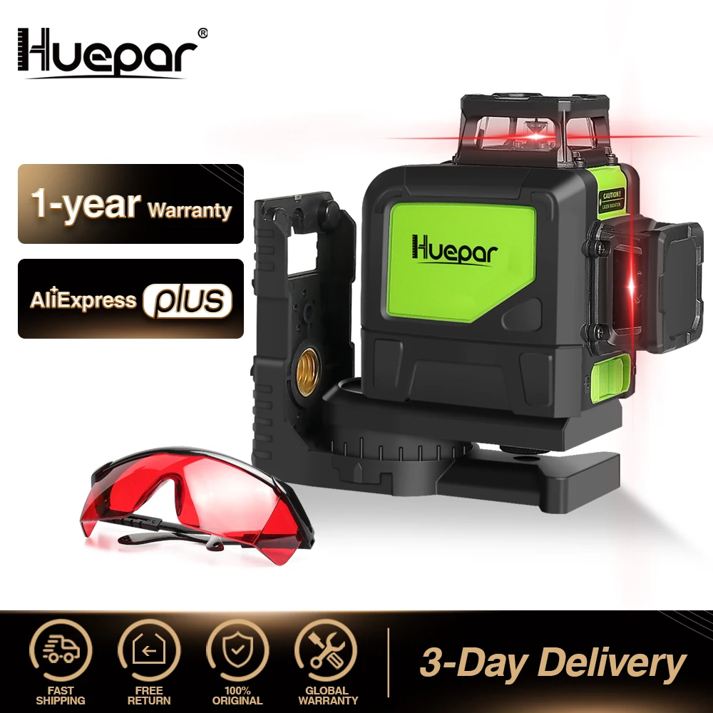 

Самонивелирующийся лазерный уровень Huepar, 8 линий, 360 вертикальных, горизонтальных и импульсных режимов