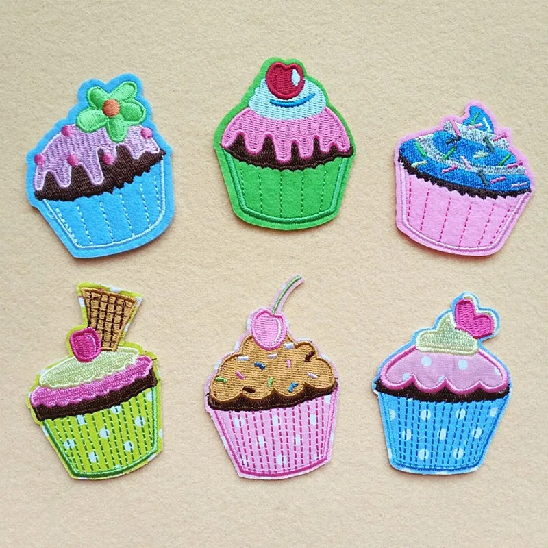

100pcs/lot Embroidery Patch Pink Ice Cream Cake Strawberry Cherry Clothing Decoration Accessory Bag Biker Badge Iron Heat