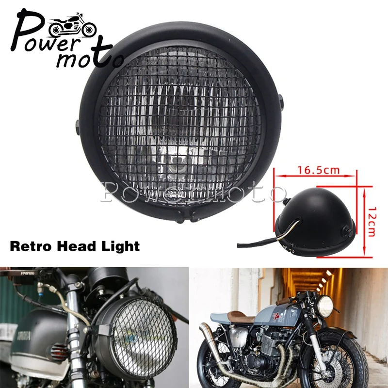 

Motorcycle Hi/Lo Beam Retro Mesh Grille Headlight & Bracket For Harley Chopper Bobber Cafe Racer Honda Suzuki Kawasaki CG GN 125