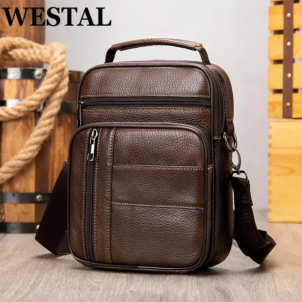 

New Leather Shoulder Bag Husband Man Messenger Crossbody Bags For 7.9 Inch Phone Pouch Strap Handbag Bolso 7457
