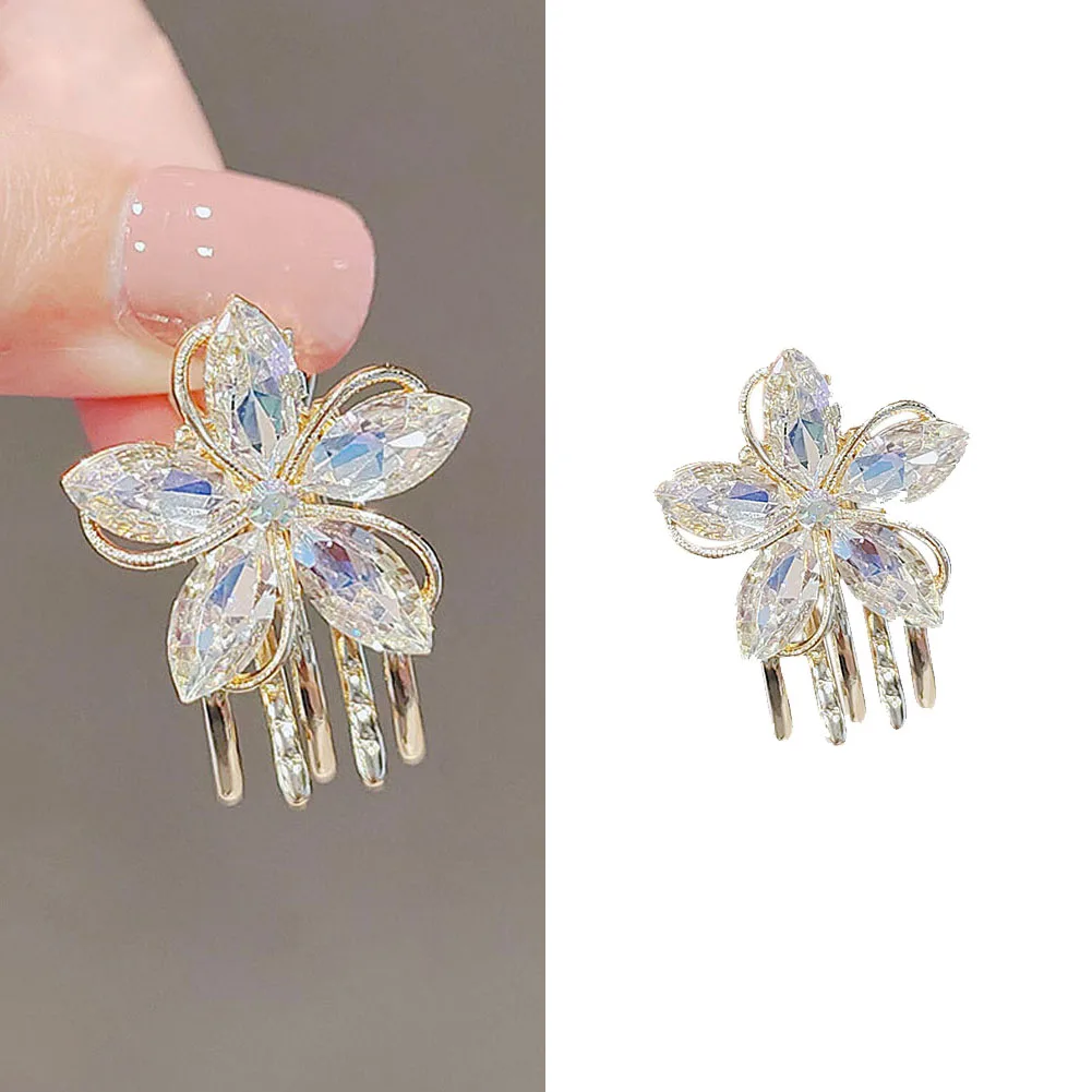 

Clip Headdress Elegant Crystal-Like Flower Hairpin Bangs Clip Girl Top Clip Hair Accessories Grab Clip Hairpins Crab Clamp
