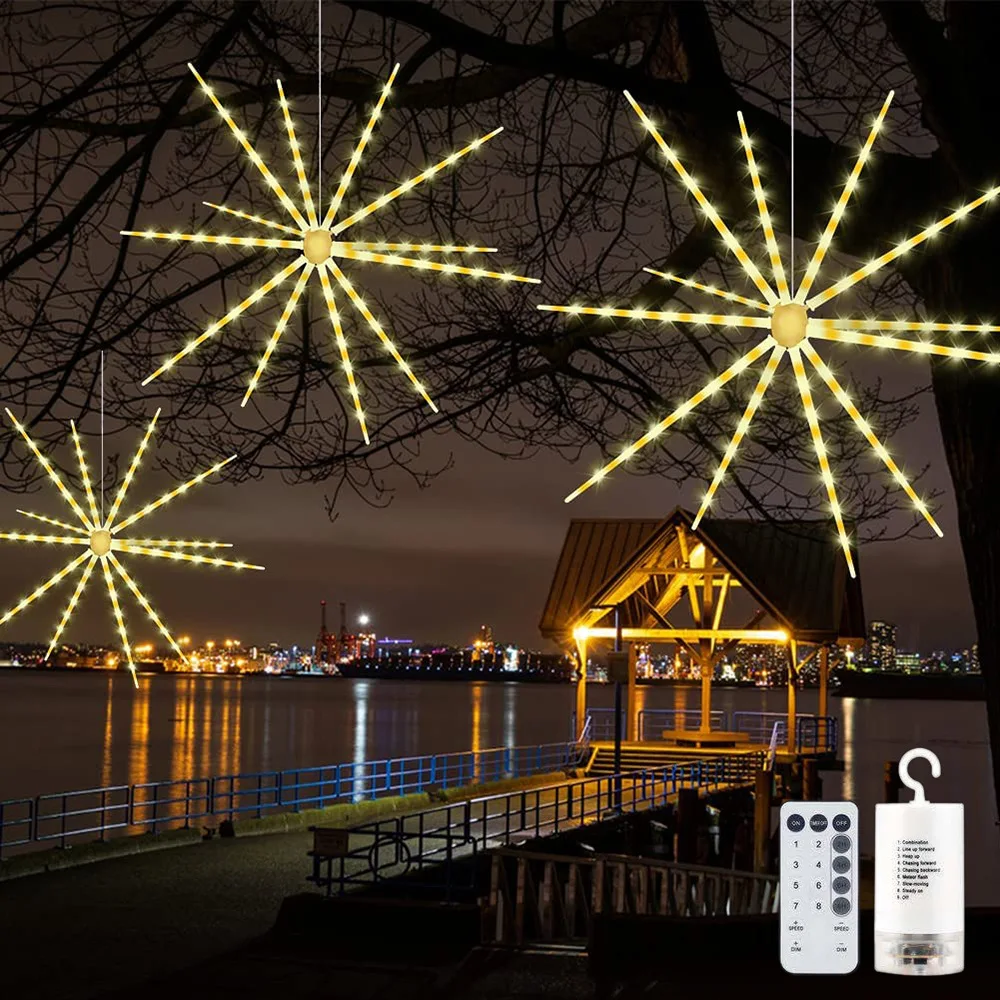 112 LED Firework String Lights 8 Mode Explosion Starburst Lamp Waterproof Meteor Fairy Lights Remote Control RGB Christmas Decor
