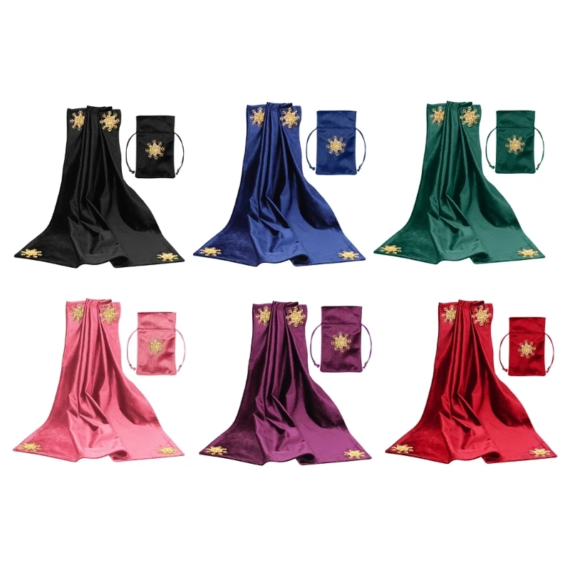 

Velvet Divinations Tablecloth with Tarot Pouch Bag Nordic Metaphysical Altar
