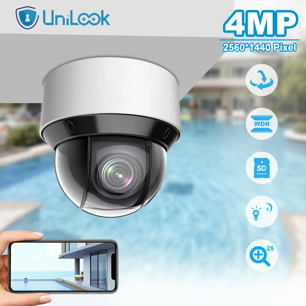 Unilook 4-inch 4 MP 25X Powered by DarkFighter IR Network Speed Dome PTZ Camera IP67 Audio Visual Alarm Outdoor Security