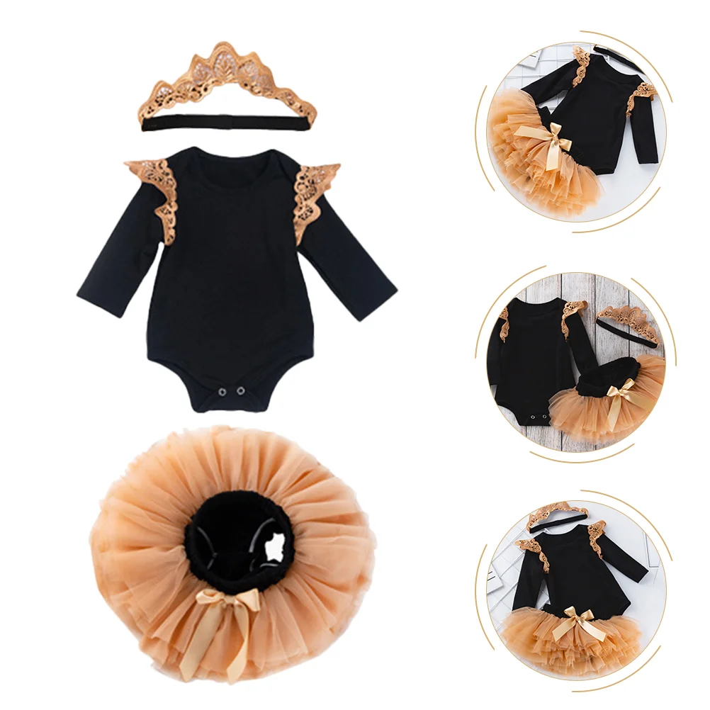 

1 Set Baby Girls Romper Skirt Long Sleeve Baby Girls Clothes with Headband