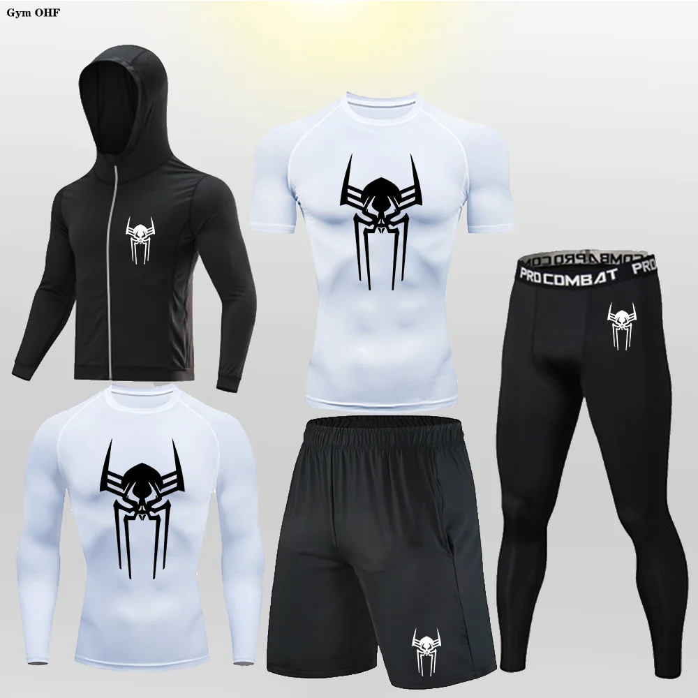 

Men's Running and Sports 5-Piece Set Gym Fitness Jogging and Exercise Suit Men's Compression Tights Cycling Set Men's Sports Set