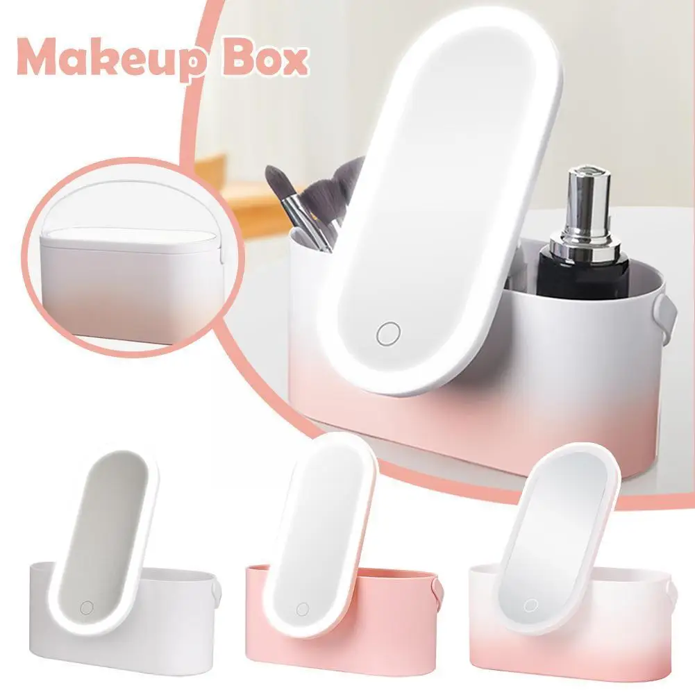 

Makeup Box Cosmetics Storage Box With Mirror And Led Lights Travel Cosmetics Organizer Makeup Beauty For Women Girls G C1w2