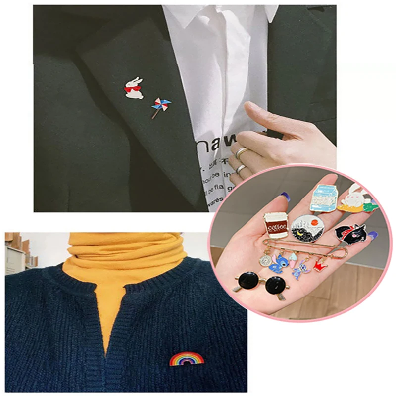 

Random Badge Brooch Cute Japanese Trendy Personality Badge Pin Accessories Cartoon Clothes Metal Autumn and Winter Trinkets Sets