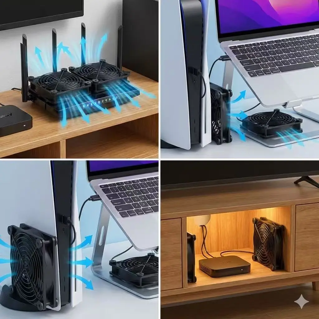 Бесшумный двойной USB-вентилятор 120 мм с регулятором скорости, для охлаждения приемников, DVR, Playstation, Xbox, компьютерных корпусов (art.: 3920d87116a06) - 3920d87116a06