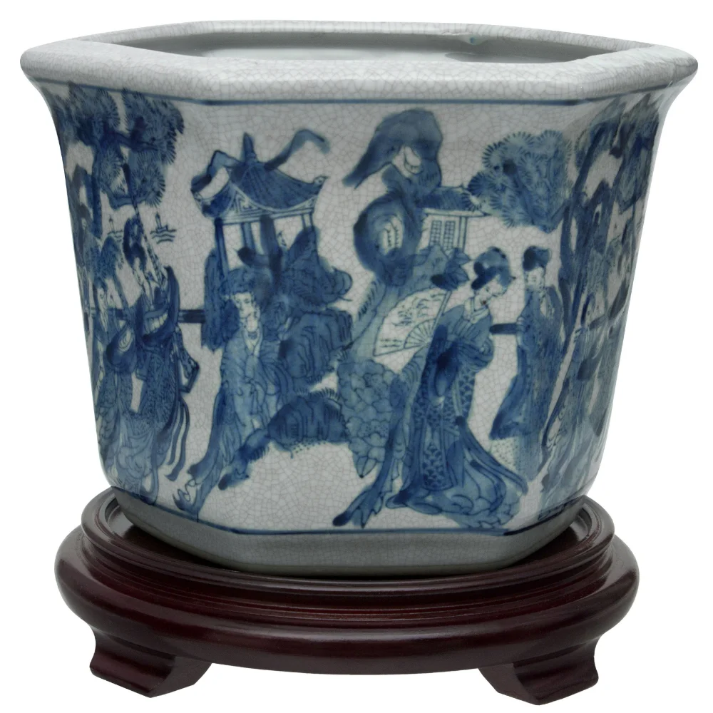 BW-FLOWER-BWLD Red Lantern Ladies Blue and White Porcelain Flower Pot,39.00 x 13.00 x 20.00 Inches