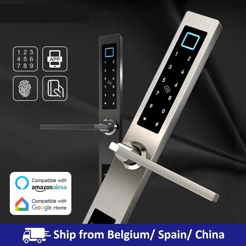 

, Европейский водонепроницаемый биометрический дверной замок с идентификацией по отпечатку пальца, электронный смарт-замок для двери, RFID-карта, кодовый замок для алюминиевой стеклянной двери