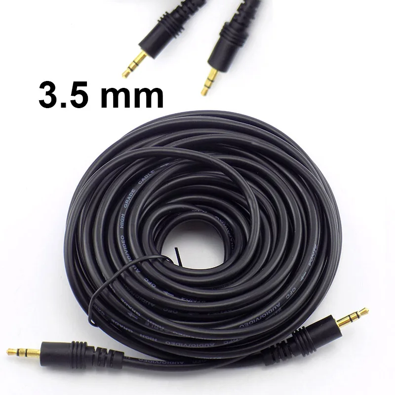 

10M/15M/20M 3.5mm Male to Male Plug Audio Stereo Aux Extension Cable Jack Cord for TV Computer Laptop MP3/MP4